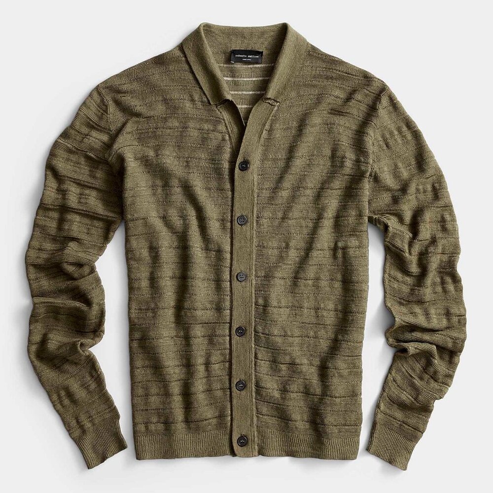 BNWT SS20 ROBERTO COLLINA POLO COLLAR CARDIGAN 54